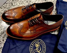 Johnston & Murphy Collection – “Jamison” Wingtip (Made in Italy)  13 Tan/ Blue