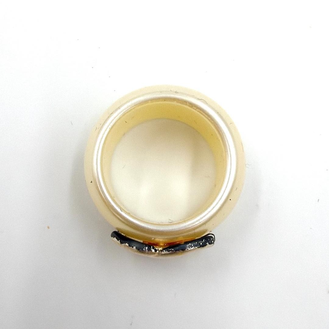 Auth CHANEL Coco Mark Ring Womens Ivory Size 15 Genuine Luxury Jewelry thumbnail 7