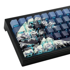 131 PCS Dark Blue Wave Of Kanagawa PBT Side Print Keycaps Cherry Shine Thru