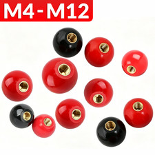 M4-M12 Threaded Insert Bakelite Plastic Ball Machine Handle Knob Ball Black Red