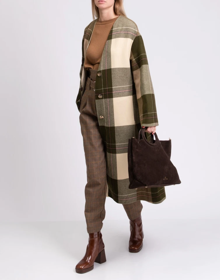 RRP €3580 ETRO Wool Long Coat IT42 US6 UK10 M Unlined Plaid Belted Made in Italy - Image 3 of 4