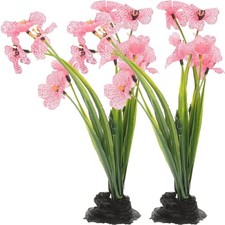 2 Pcs Pink Fish Tank Decor Plastic Realistic Aquarium Plants Silk Aquarium Pl...