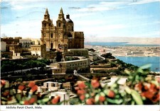 Mellieha Parish Church, Malta, Mellieha Bay, Yalta U.S.S.R Postcard