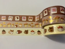 3 Subtle Dreams Washi Tape 24” Samples - Halloween Autumn Fall Fox Hedgehog 