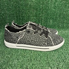 NEW Skechers BOBS B Cute 2.0 On Brand Leopard Frayed Sneakers Grey Womens Size 8