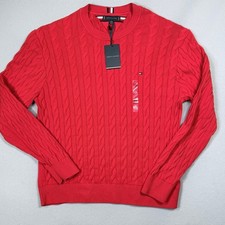 Tommy Hilfiger Mens Classic Cable Crewneck Knit Sweater Red XXL 99
