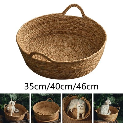 Woven Cat Bed Katzenbett Katzenhaus Hundehöhle Schlafnest Handgeflochten Aus