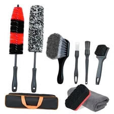 9Pcs Car Wheel Detailing Brush Kit – Scratch-Free Rim & Tire Cleaner Brushes 