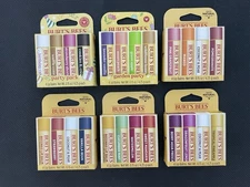 Burt's Bees Lip Balm Variety Lot Of 6 Flavors - 6 Packs 4ct each (24 Total) -NEW