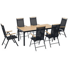 Salon Jardin Extérieur 6 Personnes Table 190cm 6 Chaises Pliables Inclinables