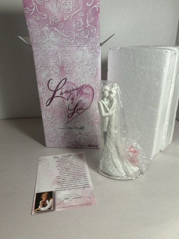 Language Of Love By Gina Freehill For Roman Bride & Groom Wedding Cake Topper
