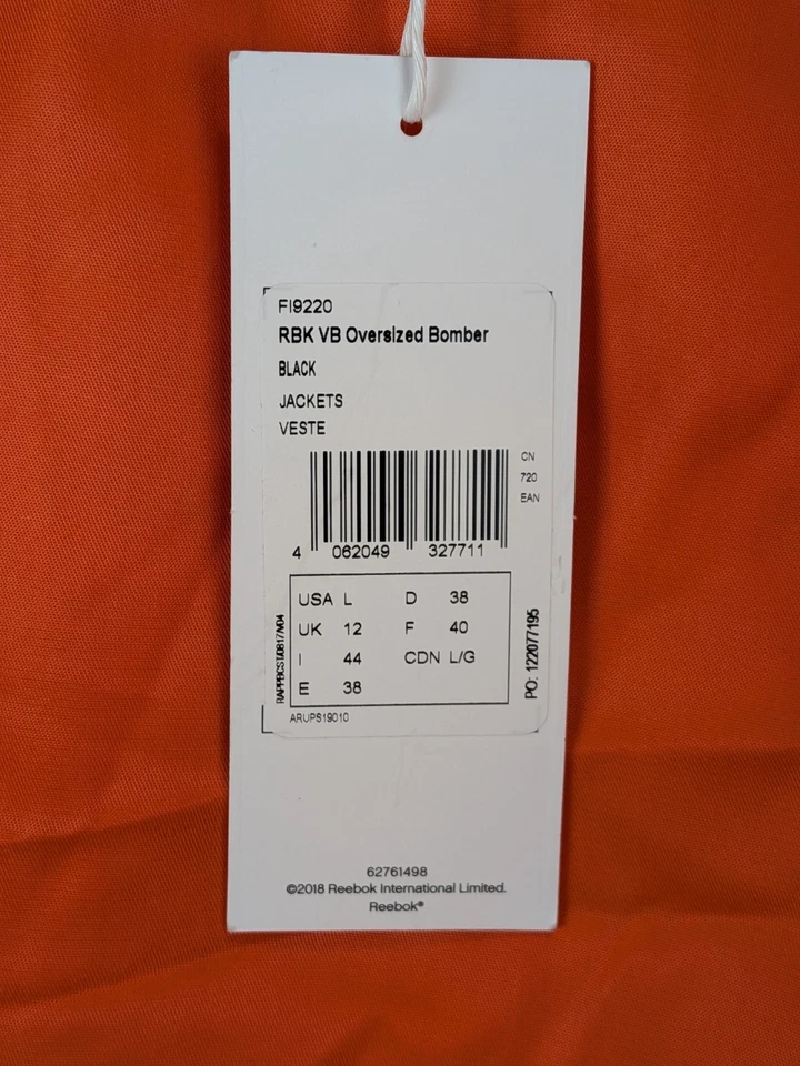 Chaqueta Bomber REEBOK X VICTORIA BECKHAM Satinada Gran Tamaño Negra Talla L Foto 3 de 4