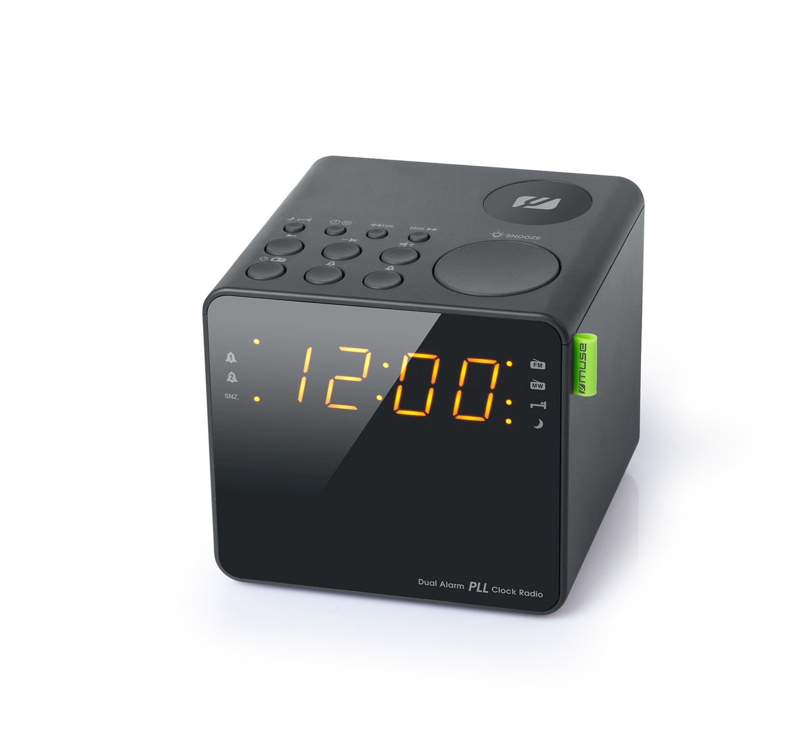 Muse M187CR Radio-réveil double alarme noir avec grand écran LED