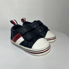 Tommy Hilfiger Baby Shoes size 2, Hook Loop Closure Black White Red