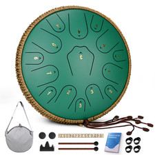 Steel Tongue Drum 14 Inch tongue drum 15 note C Major panda drum pro Green