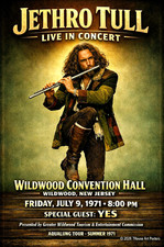 CONCERT POSTER  JETHRO TULL  1971 Wildwood NJ CONVENTION HALL Gig Sign