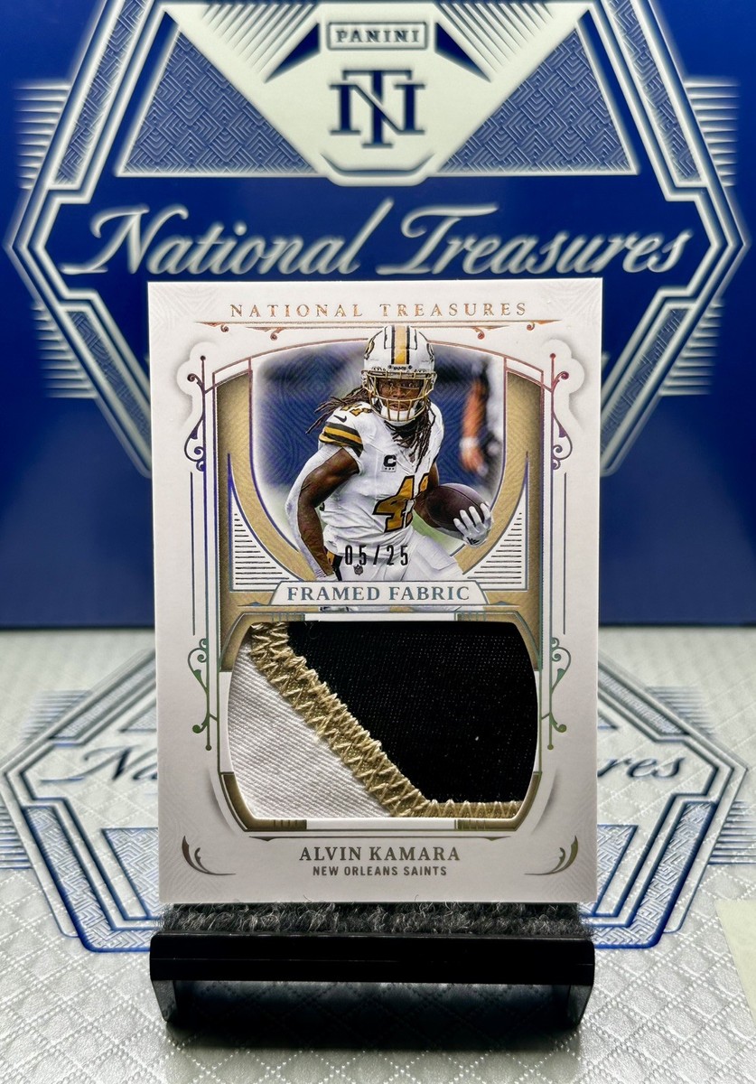 2025 National Treasures Alvin Kamara ⚜️Holo Silver Framed Fabric