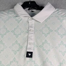 Bad Birdie Polo Men s Large Green Floral Geometric Performance Golf Stretch