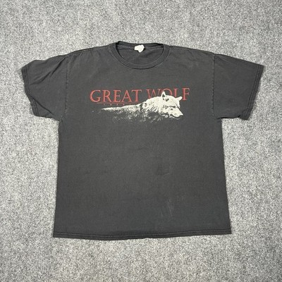 VTG Great Wolf Lodge Shirt Mens Large White Wolf Native American Cinematic
