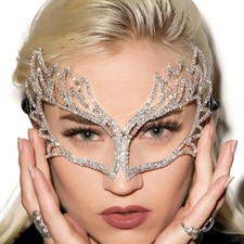 Crystal Rhinestone Masquerade Mask for Women Halloween Prom Party Jewelry