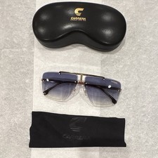 Carrera Men's Rimless Shield Sunglasses Gold Frame Gray Gradient Lenses