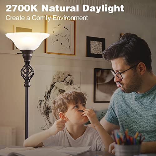 Torchiere Floor Lamp for Living Room, LED Standing Reading Light for Bedroom - Picture 7 of 7