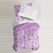 Dream Factory Purple Princess Hearts And Crowns Girls Comforter Set, Full