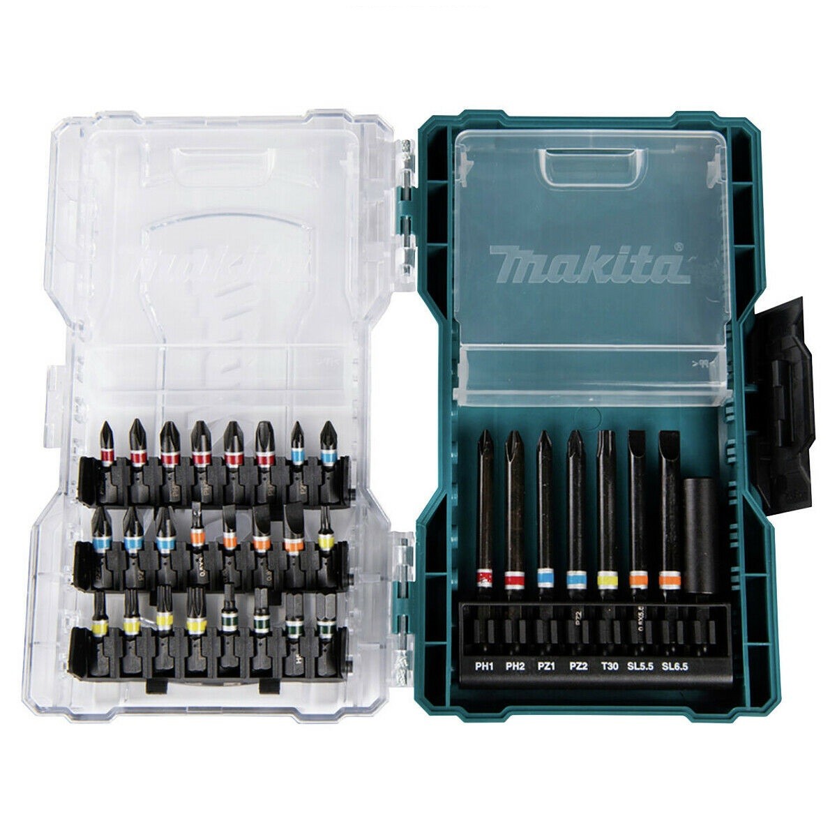 Makita E-07076 32 Piece Screwdriver Bit Set With Magnetic Extension In Clear ...