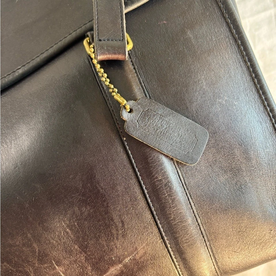 Coach De Colección NYC Hombro Cuero Negro Calzoncillo - Sobre Portafolio Franela Bolso NYC Foto 4 de 4