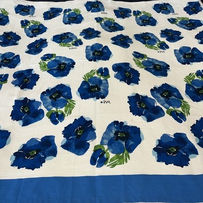 Vera Neumann Shower Curtain Blue Poppies. 71w X 69L  Floral Bright