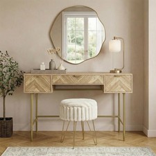 OHS Chevron Dressing Table Engineered Wood Makeup Vanity Desk with 3 Drawers