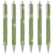 6 x Rhinestone Metal Ballpoint Pen Crystal Diamond Pens Sparkly Green