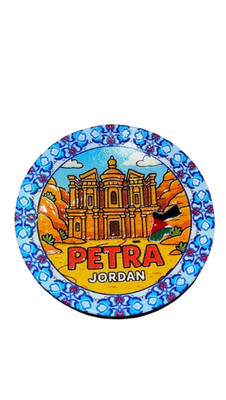 Petra Jordan Landmark Fridge Magnet Handmade Ceramic Souvenir Travel Round Plate