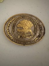 VINTAGE NORTH AMERICAN HUNTING CLUB LIFE MEMBER BELT BUCKLE
