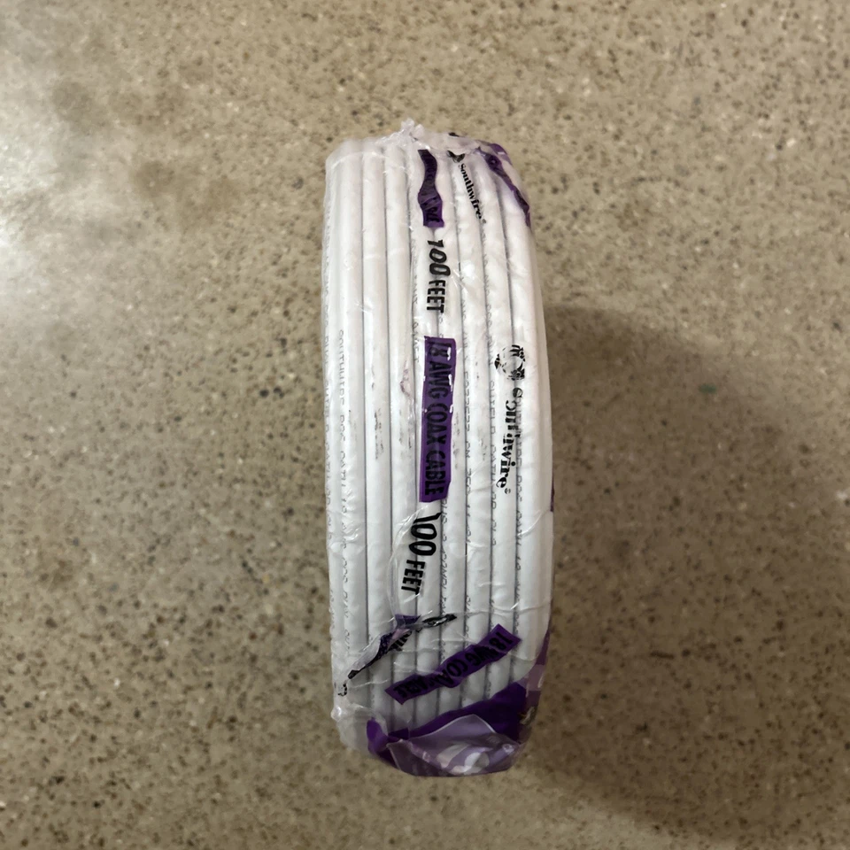 Southwire RG6-Dual Shield Coaxial Cable Coil 18 AWG White 100-ft New Sealed! Foto 2 de 2