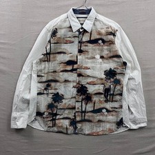 Robert Graham Button Down Mens 2XL White Galapagos Seersucker Tailored Shirt