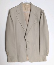 JC PENNEY QUAD Vtg 80s Khaki Beige BLAZER SUIT COAT JACKET Men's 42L 43L