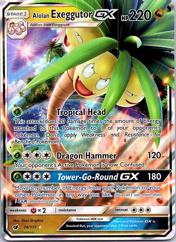 Alolan Exeggutor GX Holo Ultra Rare SM - Crimson Invasion 74/111 NM