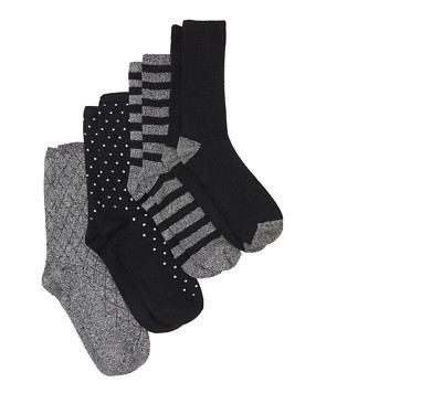 Cuddl Duds Mid-Weight Plushfill Crew Socks Set of 4 in Black OPEN BOX
