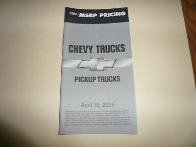 2005 Chevrolet Pickup Trucks MSRP Pricing - Dealer Only Item