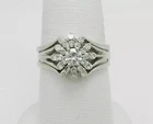 Art Deco Style Lab Created Diamond 14K White Gold Finish Wedding Bridal Ring Set