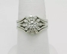 Art Deco Style 2Ct Round Lab Created Diamond 925 Silver Wedding Bridal Ring Set