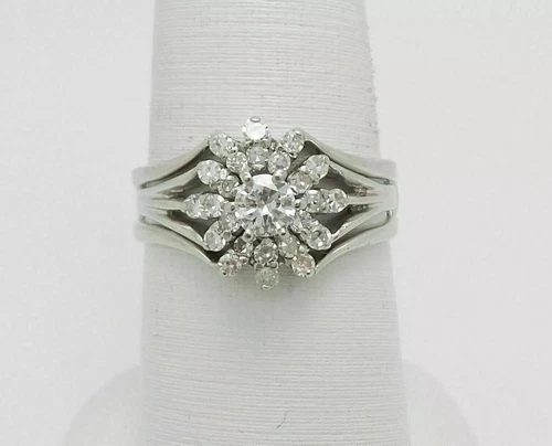 Art Deco Style Lab Created Diamond 14K White Gold Finish Wedding Bridal Ring Set