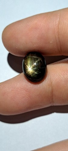 Natural Black Star Sapphire 7.75 Ct Oval Cabochon Shape Loose Gemstone 11x8 mm - Picture 3 of 6