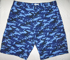 RIO MAN CAMOUFLAGE CARGO SHORTS MENS SZ 34 X 10" BLUE BLACK COTTON EUC