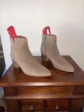 Franco Sarto Boots Womens 9.5 Birchwood Ankle Bootie Brown Faux Leather Side Zip