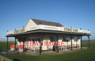 FOTO DAS STREUNENDE CAFE EIN SONNIGER TAG MIT EINEM MANN UND SEINEM HUND, DIE DRAUSSEN EINE PAUSE MACHEN.