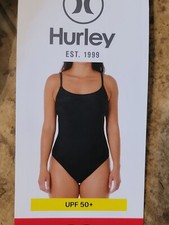 Womens Hurley One Piece Black Swimsuit Swimming UPF 50+ Medium M