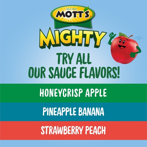 Mighty Strawberry Peach Applesauce, 3.2 oz, 12 Count Clear Pouches - Picture 6 of 8