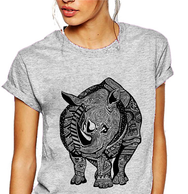 Tribal rhino shirt- Queen Apparel funny shirt tee rhino lucky womens